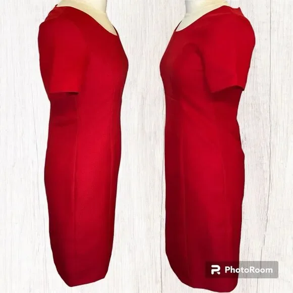 Women’s Red Chadwick’s of Boston Sheath Midi Dress Size 4 - Picture 2 of 6